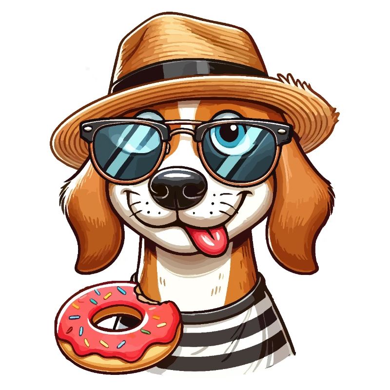 Chien avec un beignet