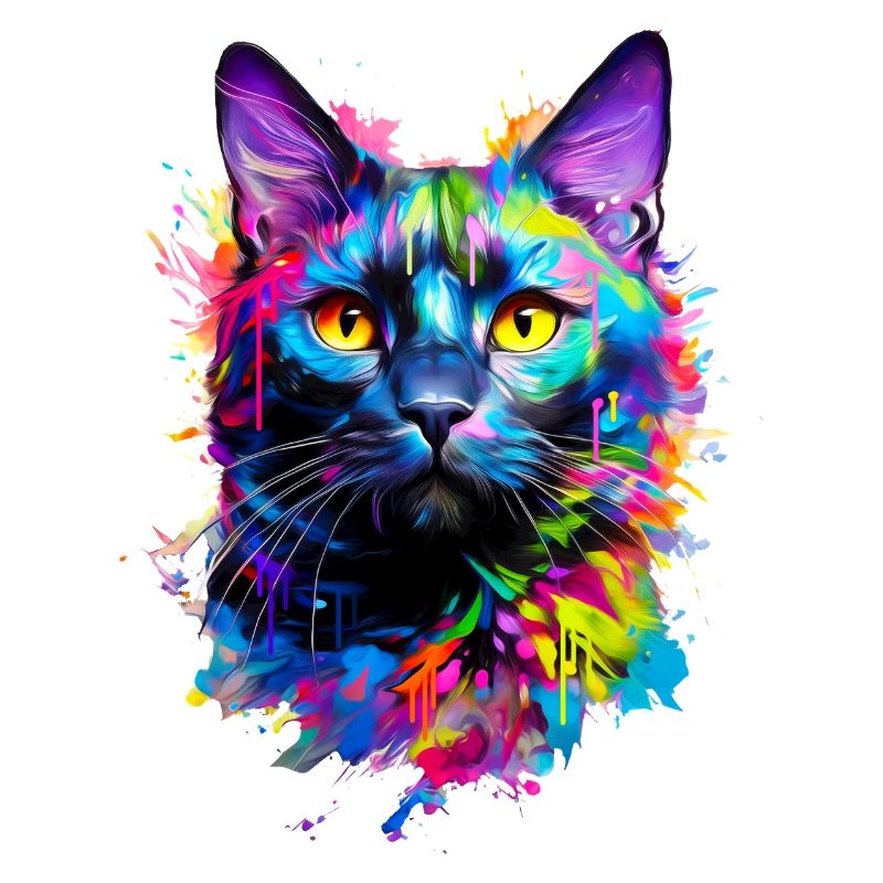 Chat domestique peint en noir
