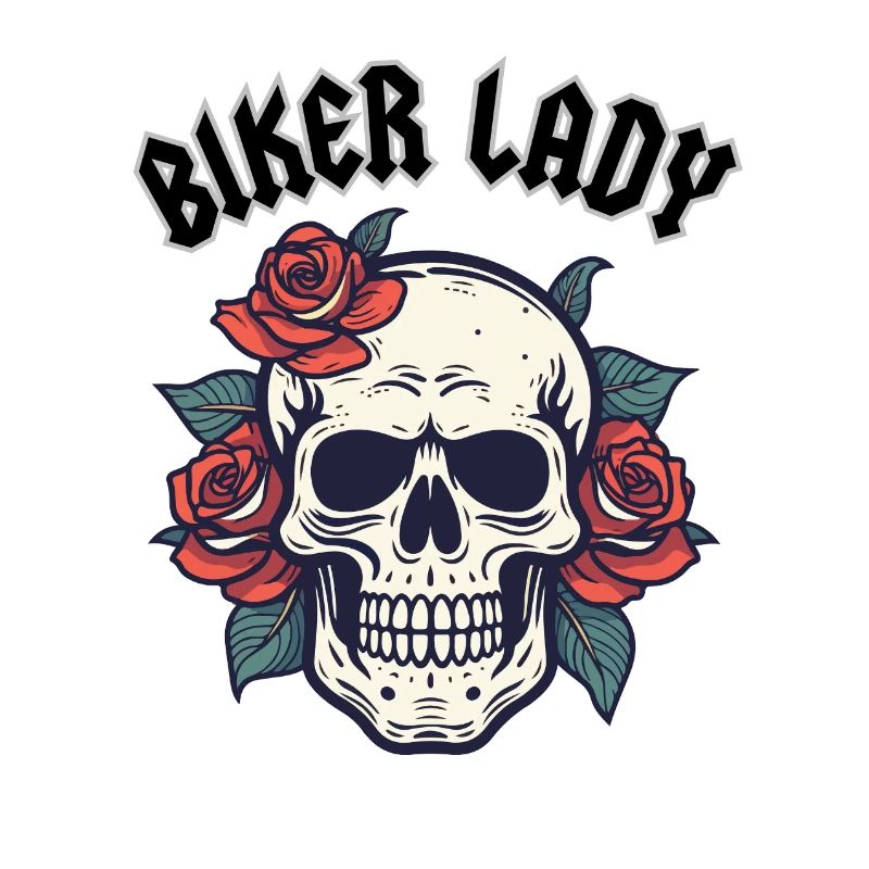 MOTARDE DAME À LA ROSE