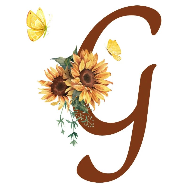 Lettre g tournesol papillon