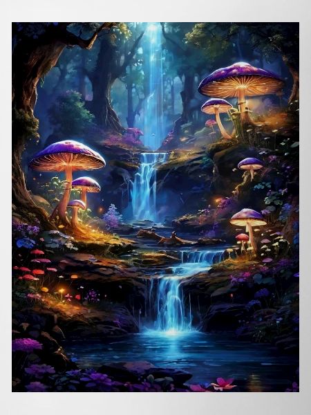 Magical Forest with Waterfall