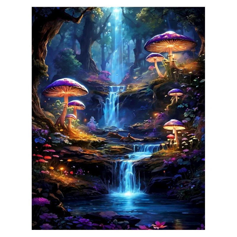 Magical Forest with Waterfall