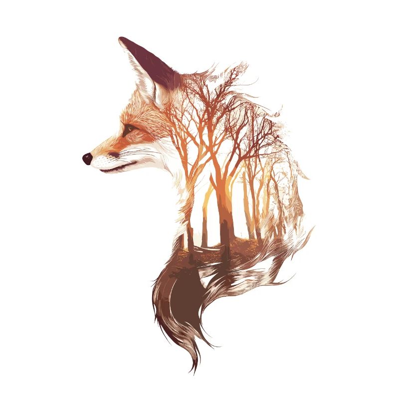 Surreal Fox with Forest – Magical Nature Design