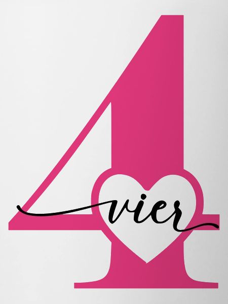 Digit Four 4 with Heart