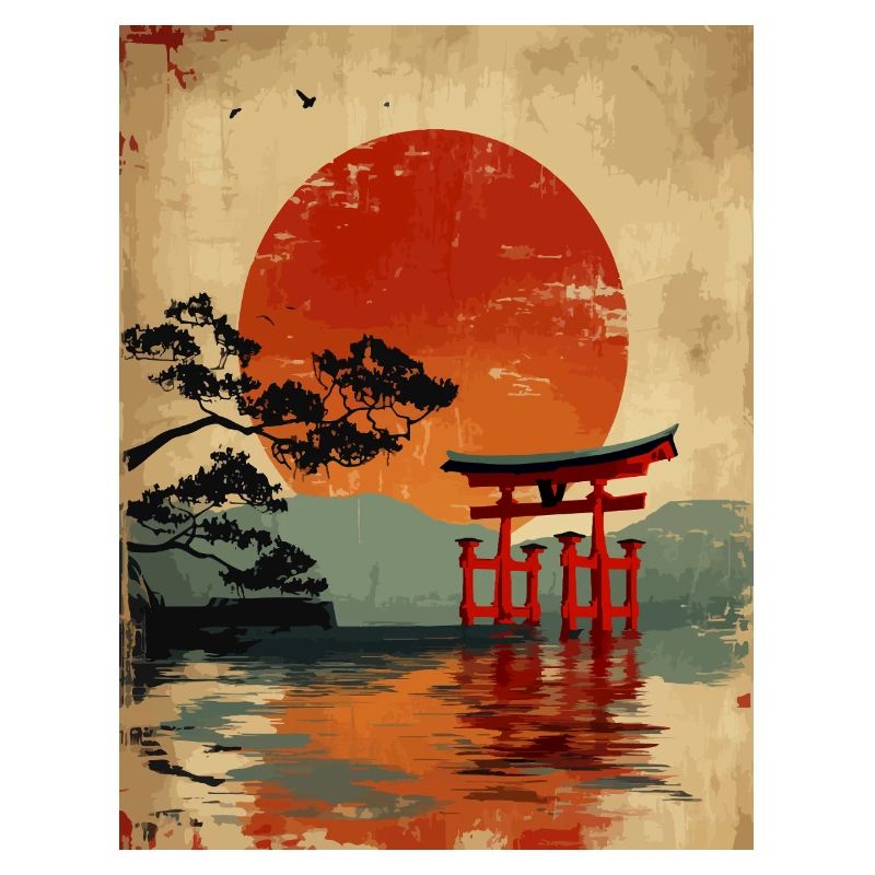 Serene Japanese Sunset Scene