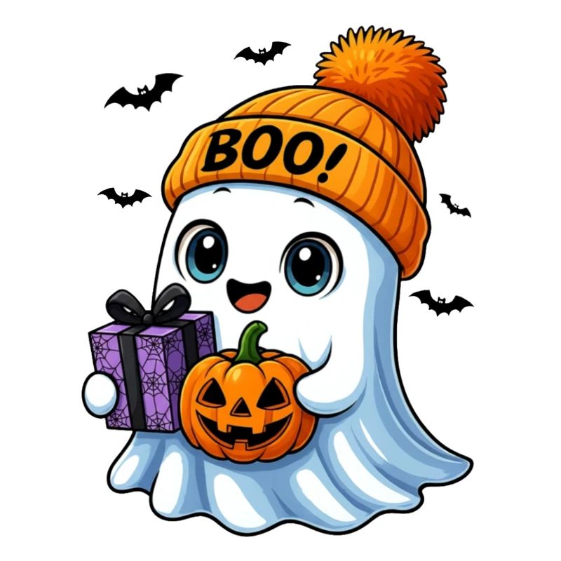 Fantôme d’Halloween mignon avec citrouille