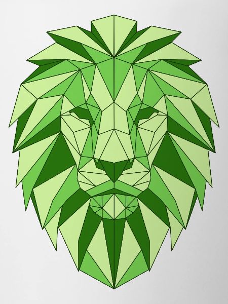 Geometric lion head in green