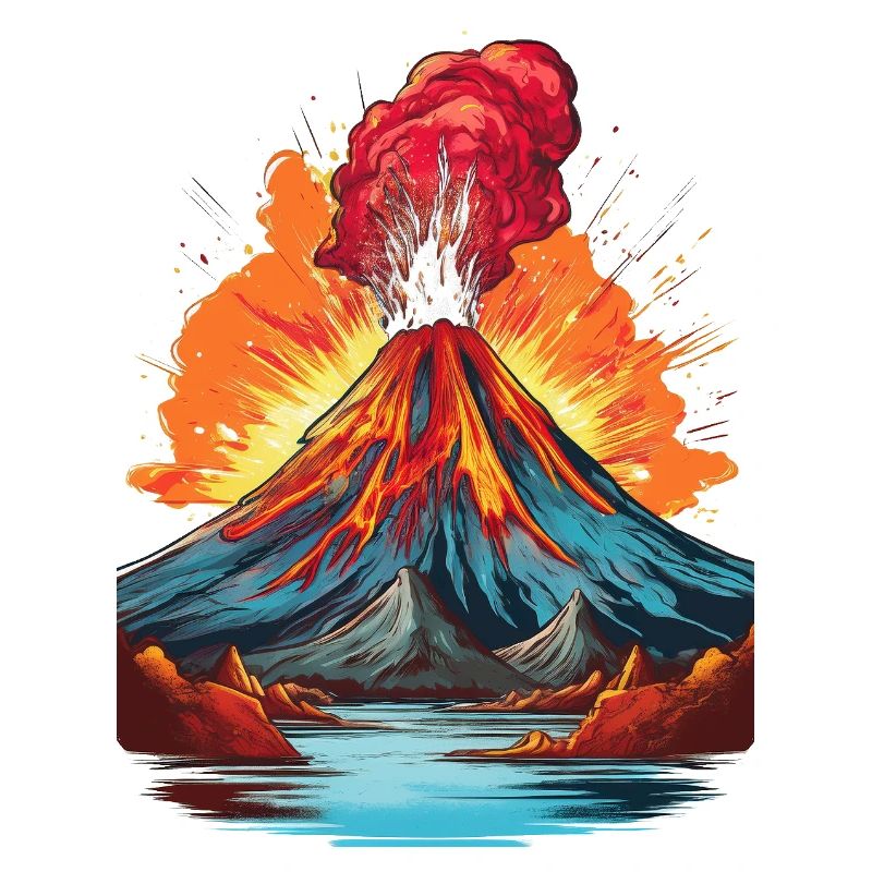 Volcanic eruption with lava flow