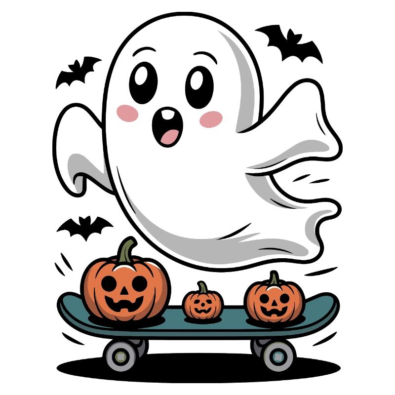 Ghost on Halloween skateboard