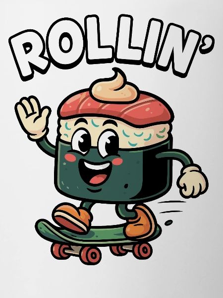Funny sushi on skateboard