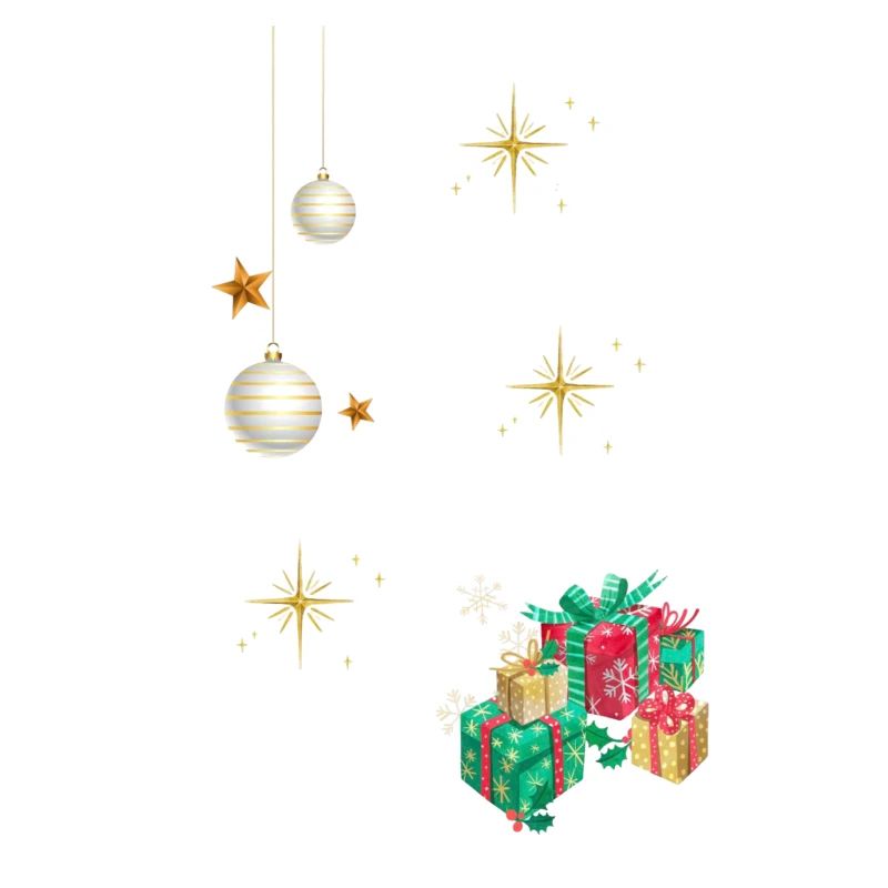Boules de célébration dorées et cadeaux