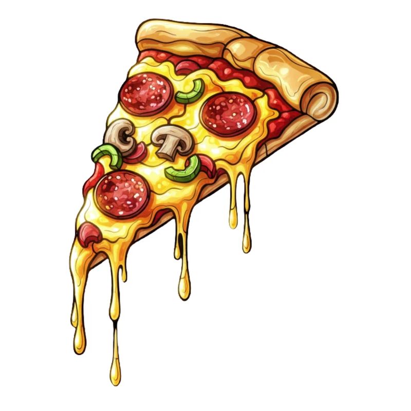Pizza Slice Cartoon – Processed Cheese and Salami