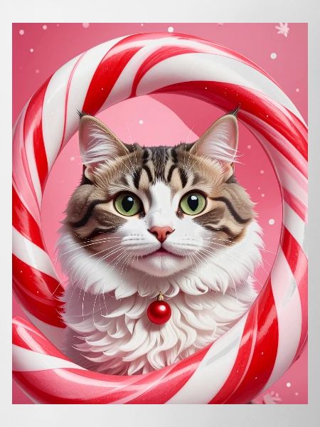 Christmas Cat in Candy Ring Design