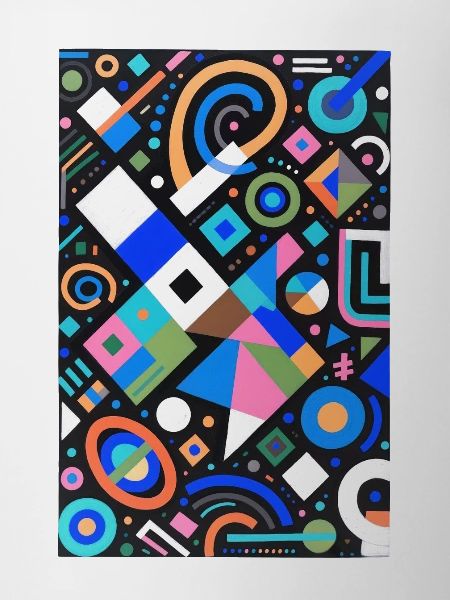 Neon Geometrie Farbmix auf Schwarz