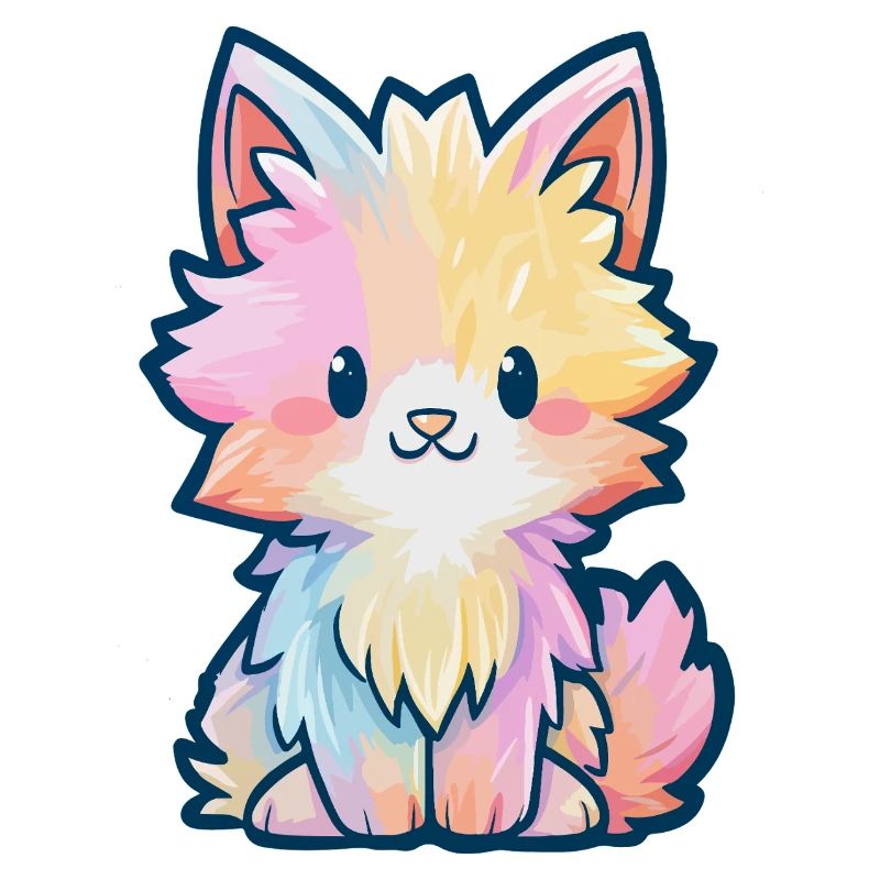 Pastel Rainbow Fluff Kitten