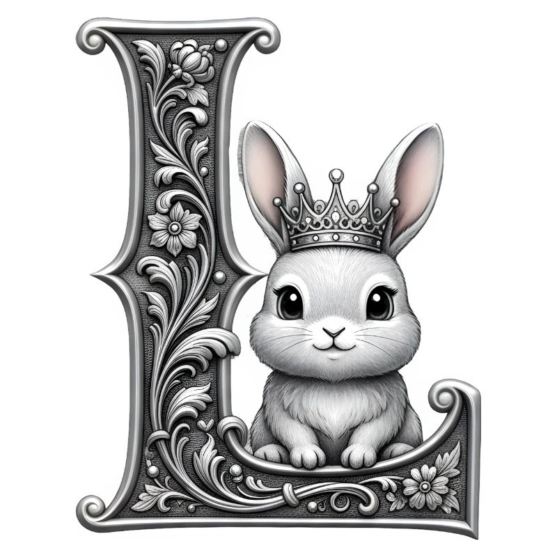 The Letter L adorned crowned rabbit