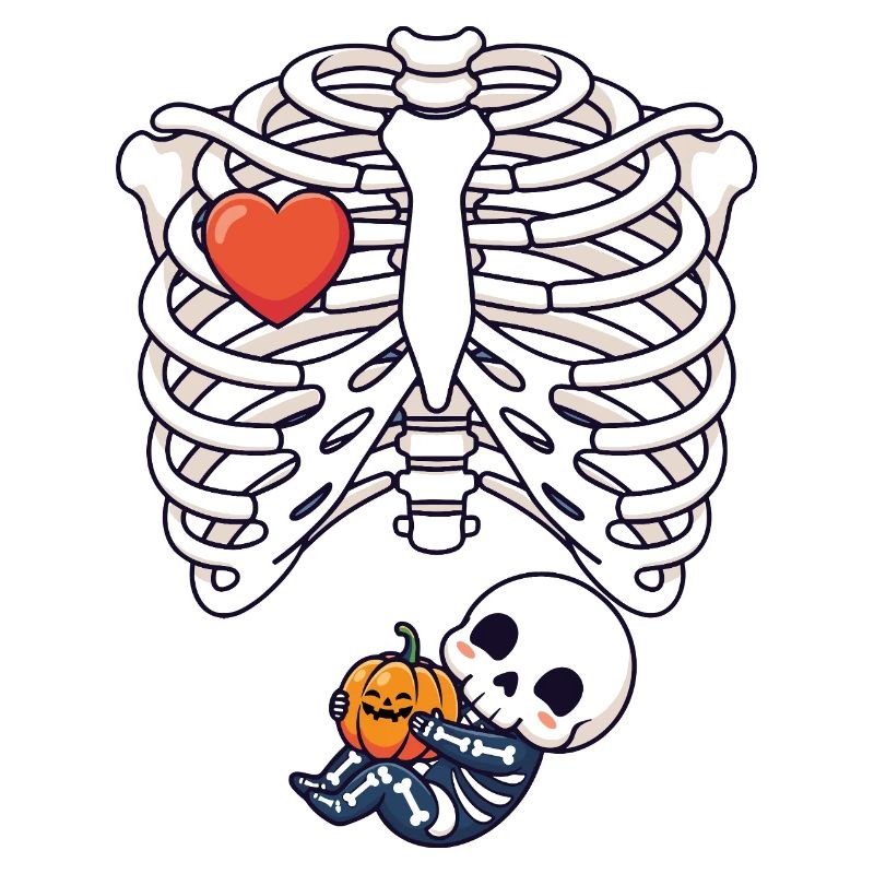 Grossesse Halloween squelette bébé citrouille