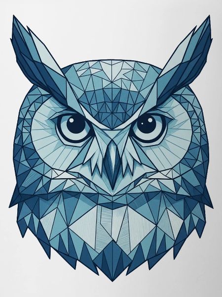 Polygon Style Geometric Owls Blue