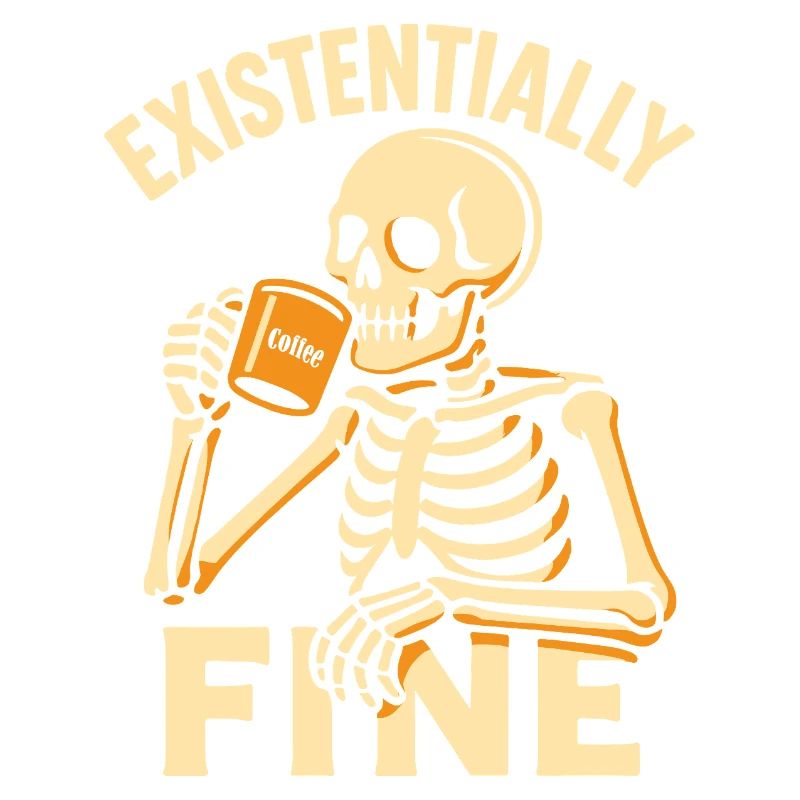 Existentially Fine Funny Coffee Skeleton Shirt