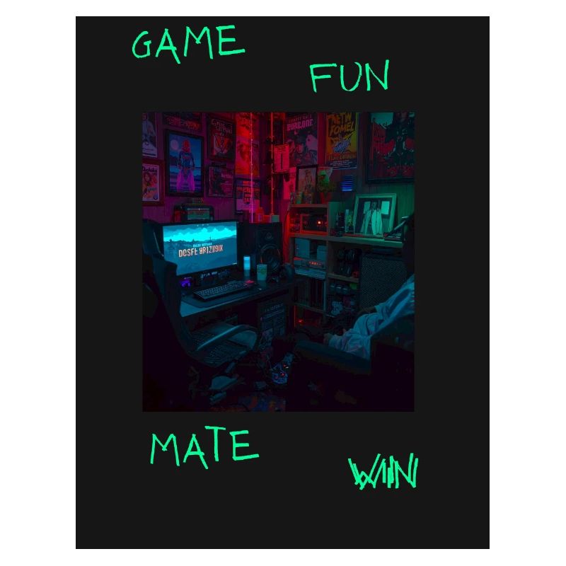 Neon Retro Gaming Raum Spruch 