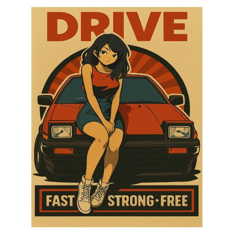 Retro Auto Japan Mädchen