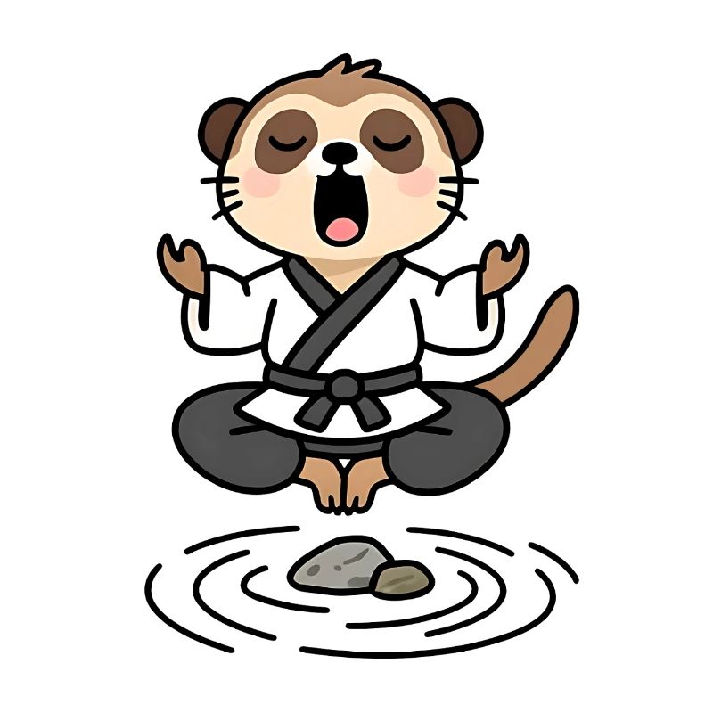 Erdmännchen in einem meditativen Zen-Kimono