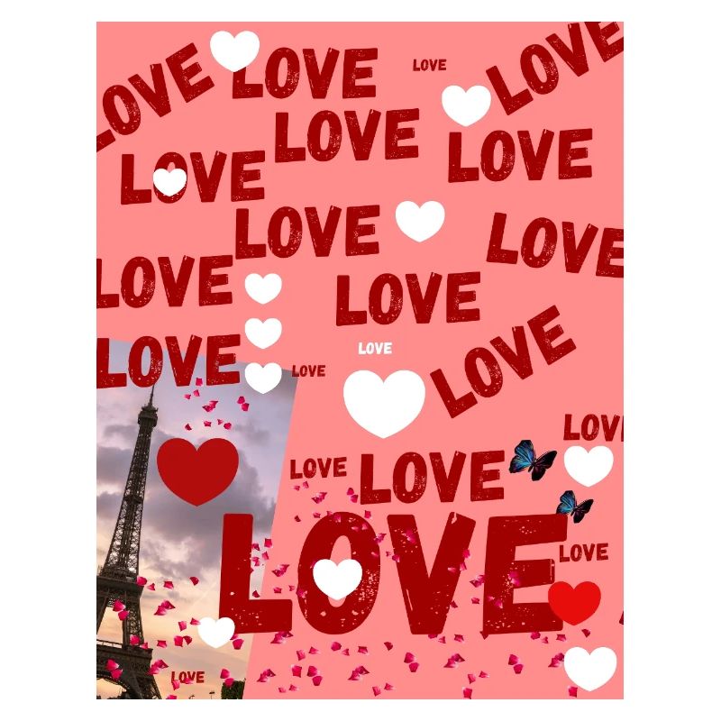 Paris et l’amour : collage typographique d’amour