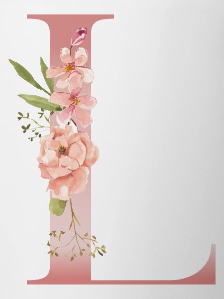Monogramme floral L pastel
