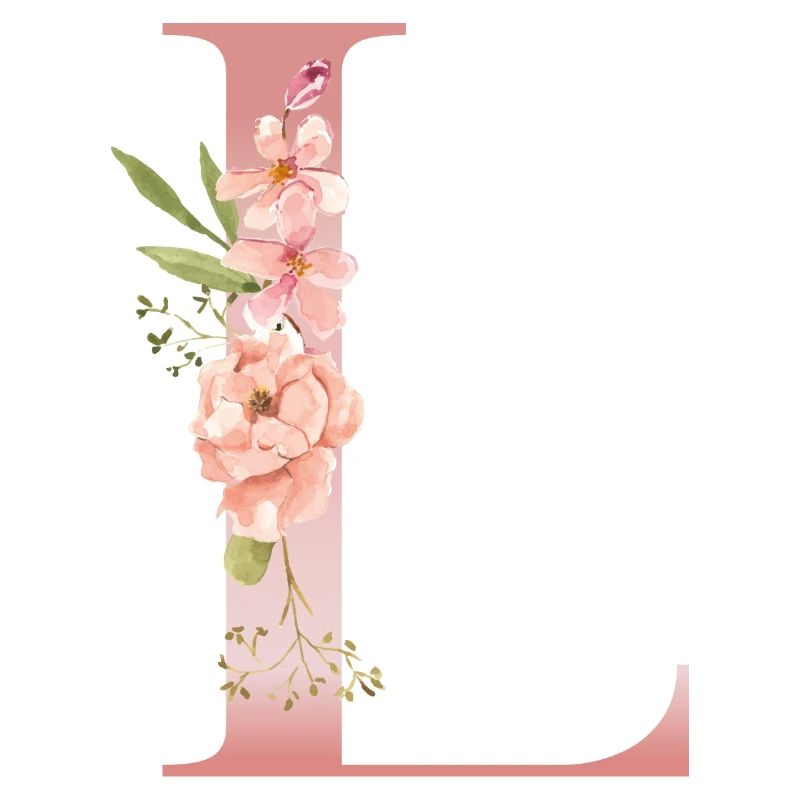 Monogramme floral L pastel