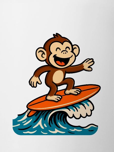 Surfing Monkey Cartoon - Summer Tropical Design