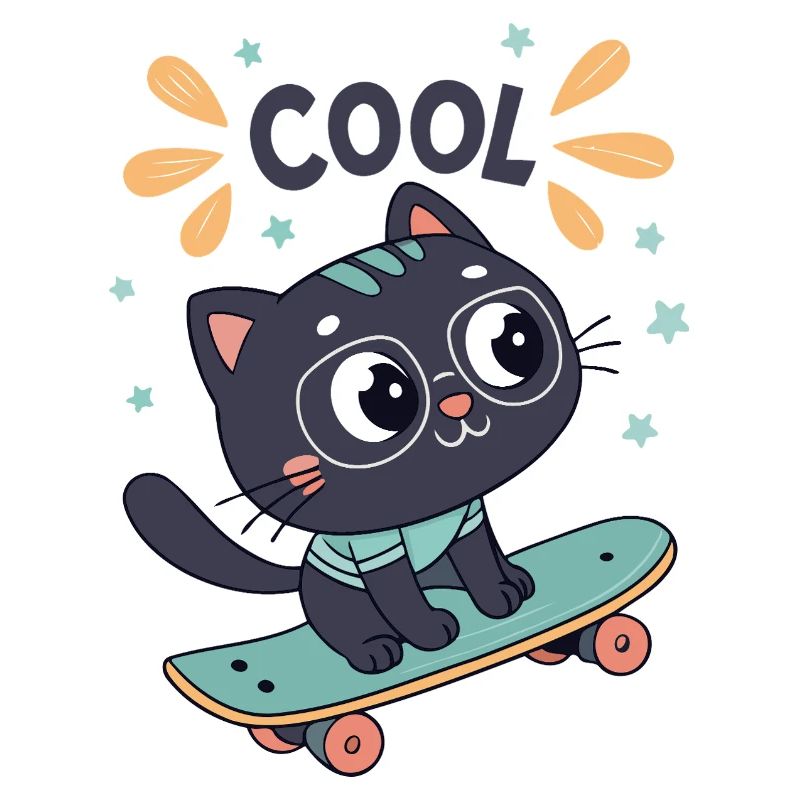 Chat skateur chic sur planche
