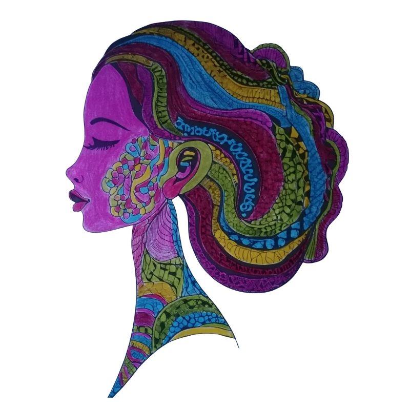Portrait aux dreadlocks colorées
