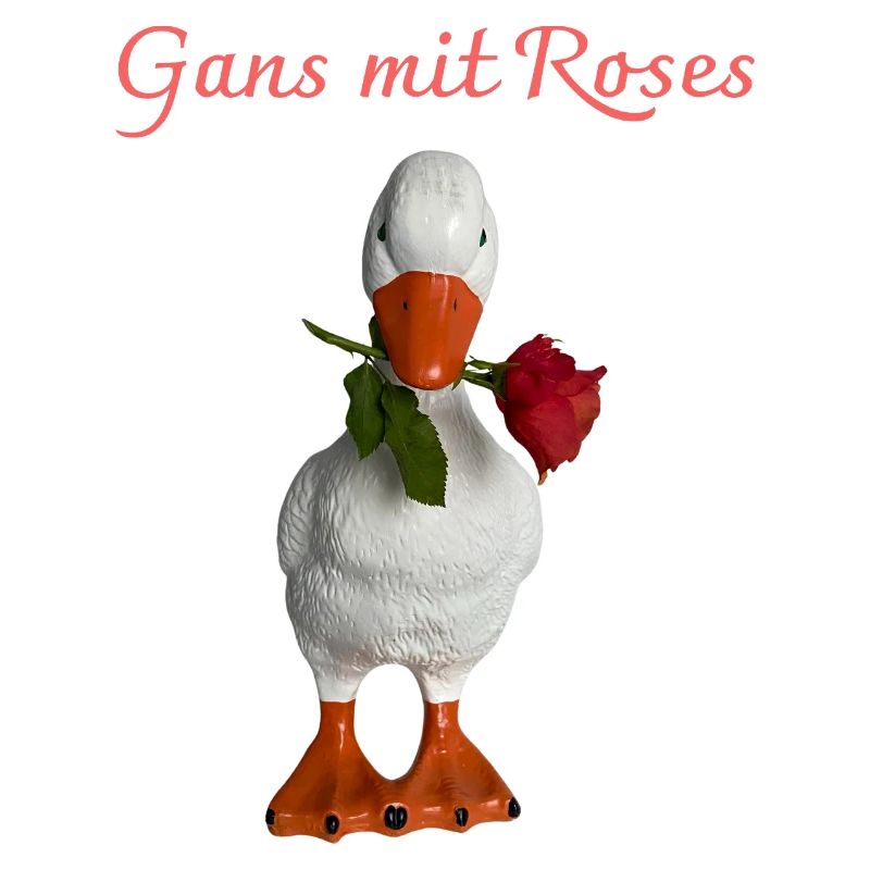 Gans mit Rose – Verspielte Figur
