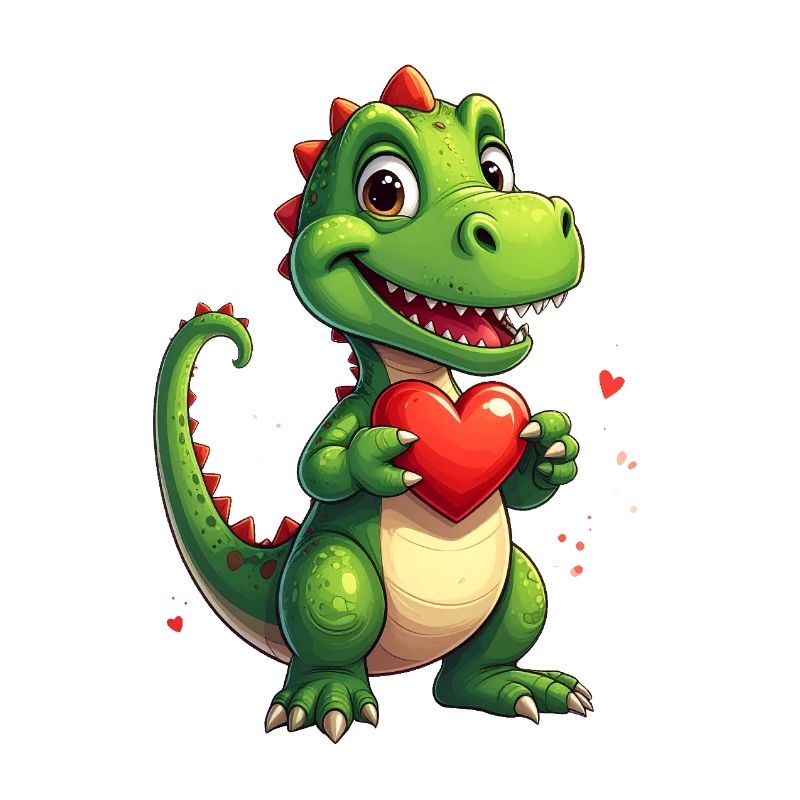 Dinosaurier mit Herz zum Valentinstag