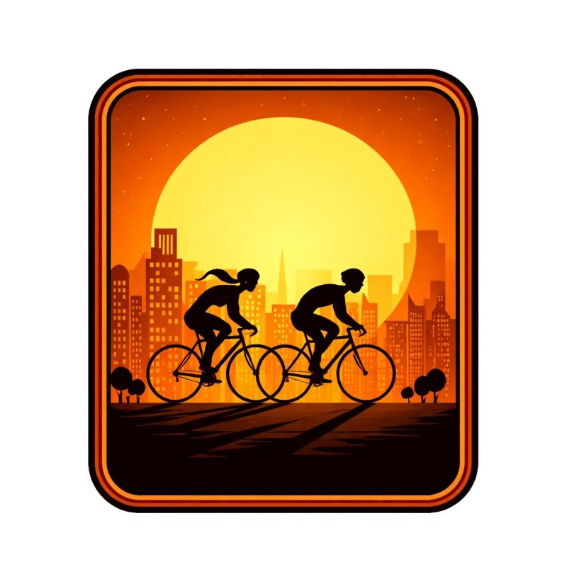 cyclists sunset