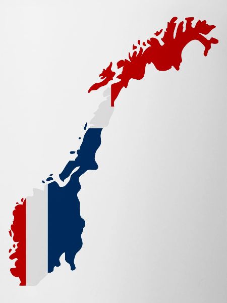 Map of Norway with flag