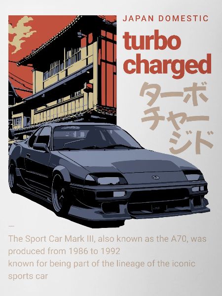 Turbocharged A70 Supra Car Retro Graphic