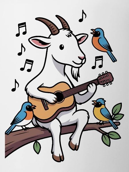 Goat Guitarist Surrounded by Birds