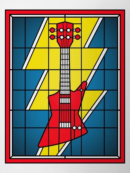 Guitare en vitrail avec éclair