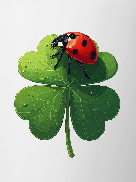 Ladybug on shamrock brings good luck