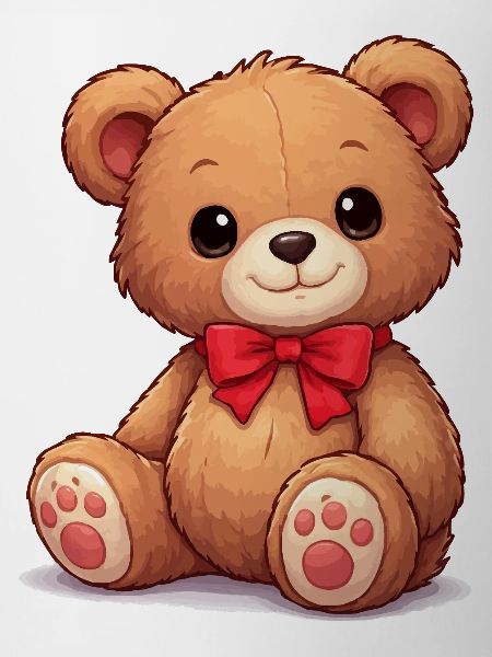 Cuddly bear with red ribbon