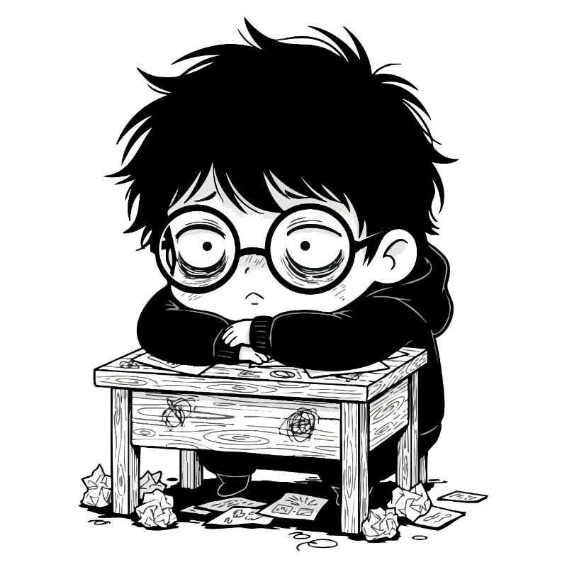 Étudiant Burnout Bureau Regard Vide