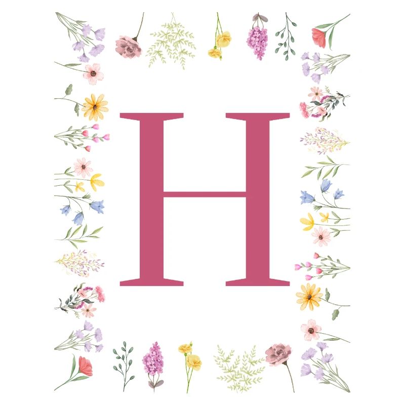 Florale Initialen "H", Buchstaben Monogramm