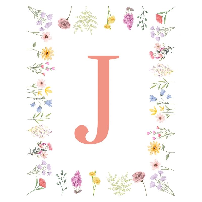 Floral Initials "J", Letters Monogram