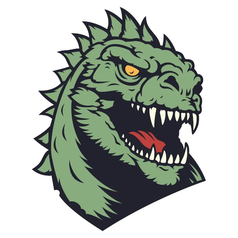 Green Dino Head Illustration