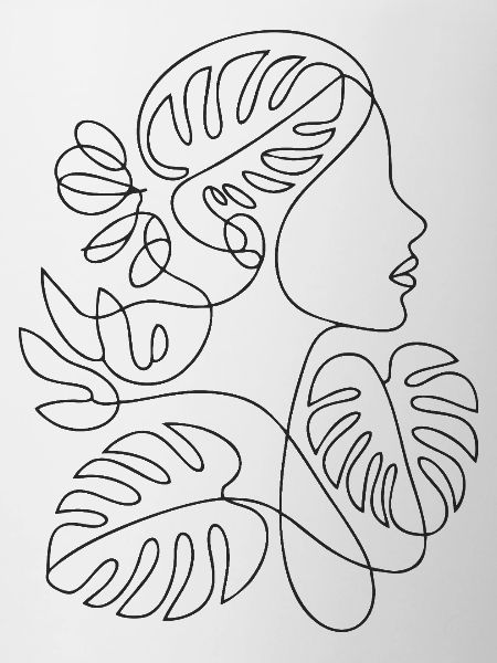 Botanical Line Art: Woman Profile