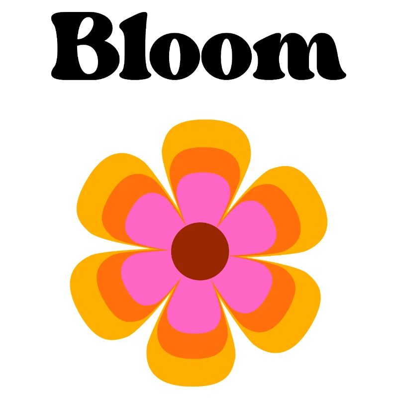 Retro Flower Circle Pink Orange Bloom