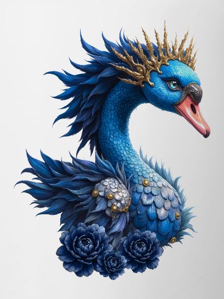 Oiseau bleu royal avec couronne