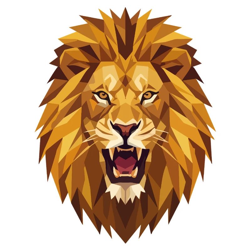 Art géométrique de tête de lion rugissant Low Poly