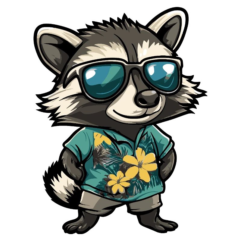 Waschbär Comic Urlaub